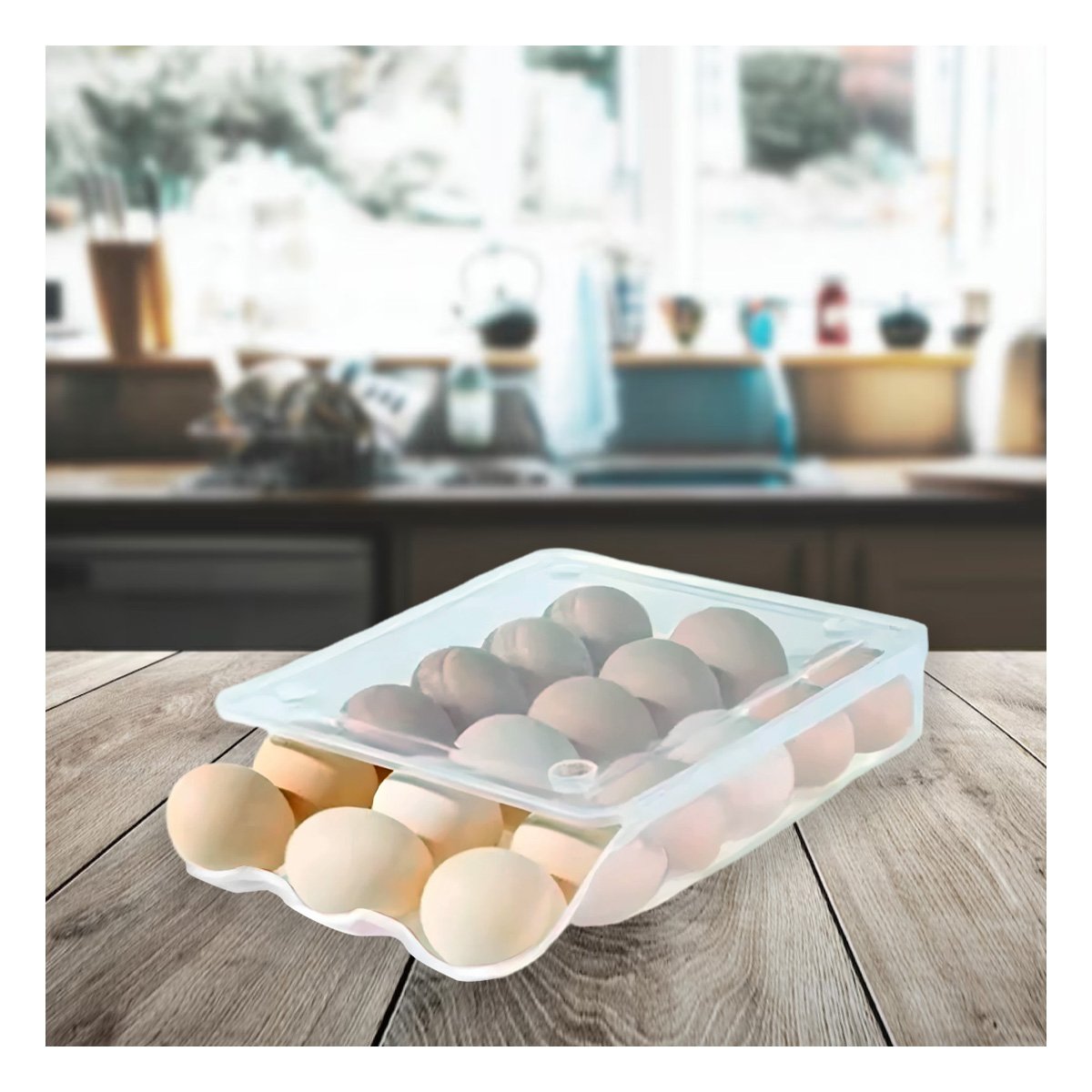 PACK12 ORGANIZADOR PRACTICO PARA 18 HUEVOS TRANSPARENTE MANTIENE LOS HUEVOS SEGUROS - 5