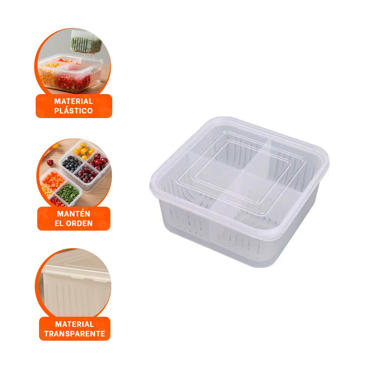 CONTENEDORES ESCURRIDORES MULTIFUNCION 4 EN 1 TRANSPARENTE PARA ORGANIZAR COCINA Y+PAPEL REGALO - 5