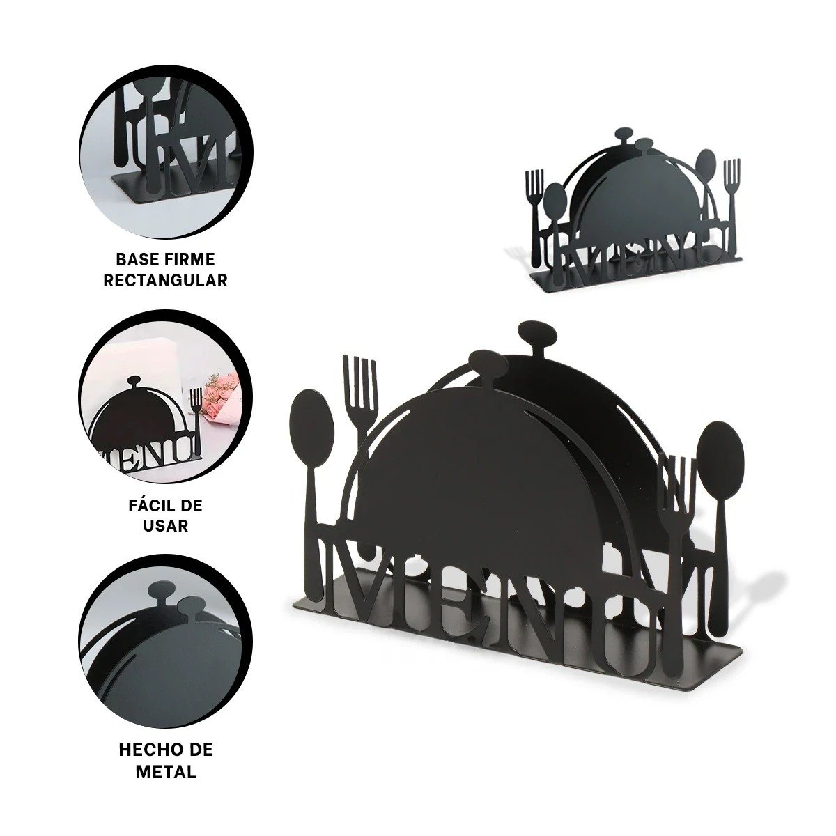 SERVILLETERO MENU NEGRO CON ACABADO MODERNO PARA SERVILLETAS Y HOGAR Y+POST IT - 5