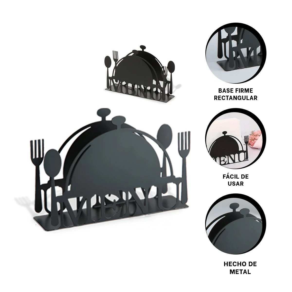 SERVILLETERO MENU NEGRO PARA MANTENER TUS SERVILLETAS ORGANIZADAS Y PRÁCTICAS Y+PAPEL REGALO - 5