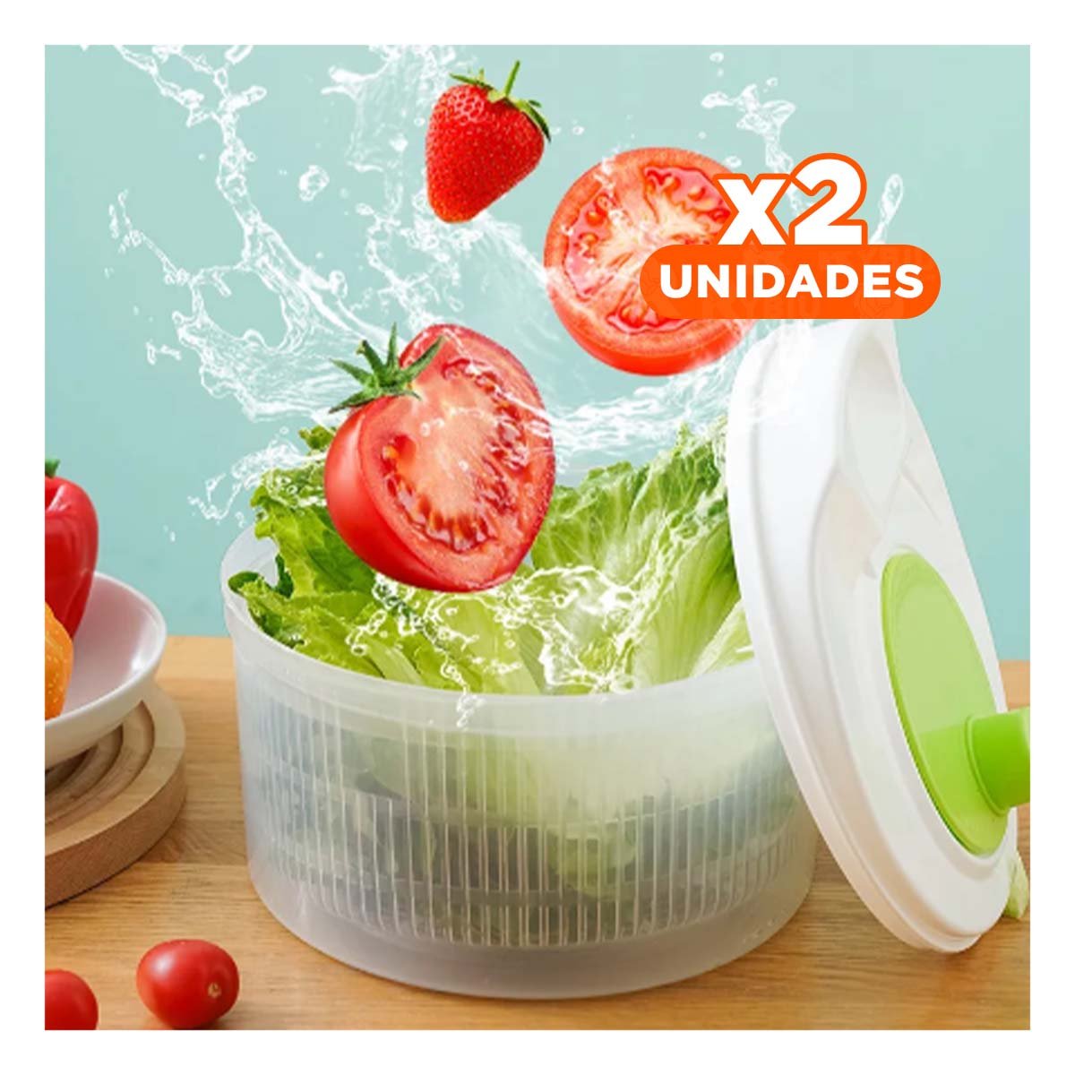 PACK2 CENTRIFUGADOR CON TAZON INTERNO PARA SECADO RAPIDO BLANCO CON VERDE DAY Y+PAPEL REGALO - 1