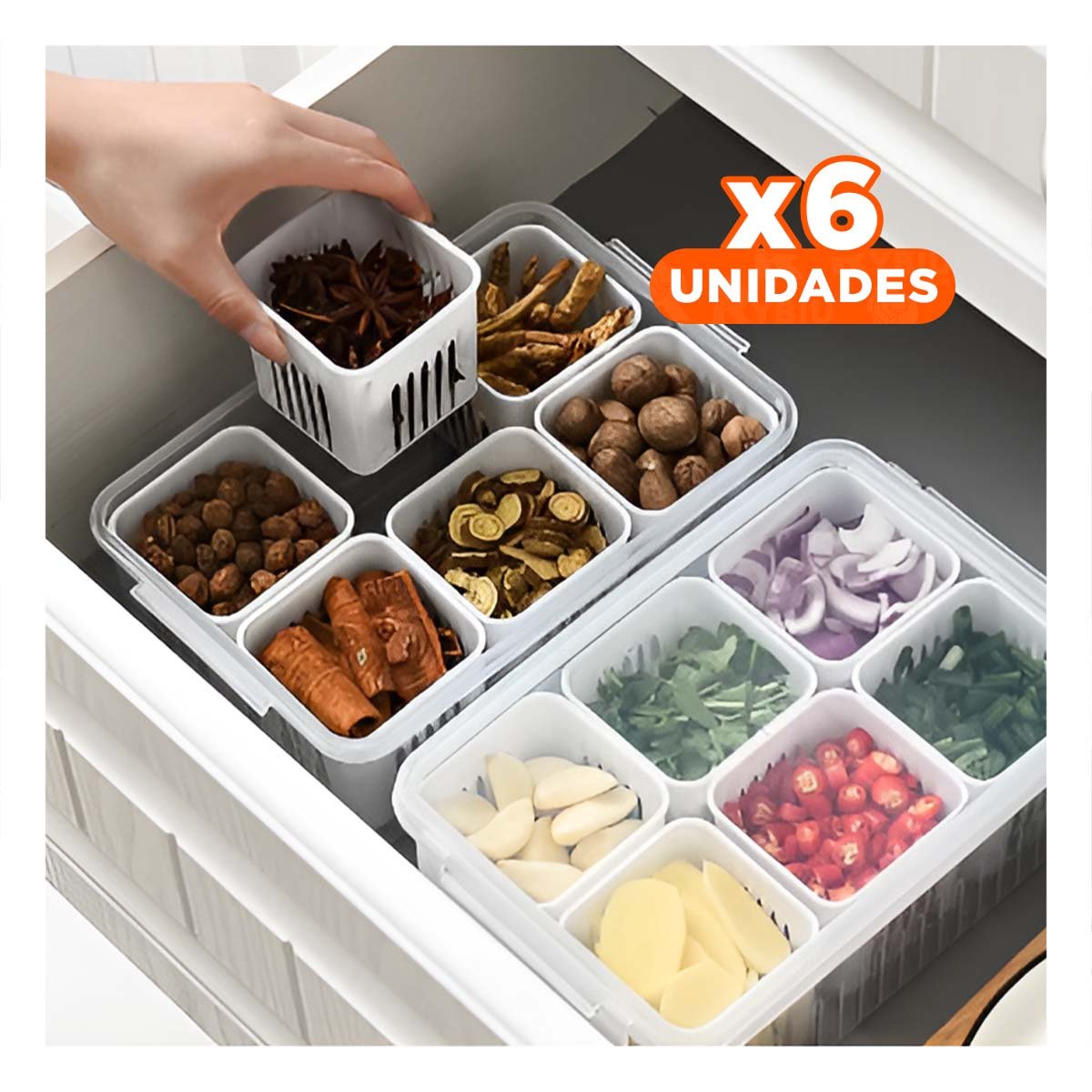 PACK6 ORGANIZADORES ESCURRIDORES PRACTICOS 6 EN 1 BLANCO COCINA Y+PAPEL REGALO - 1