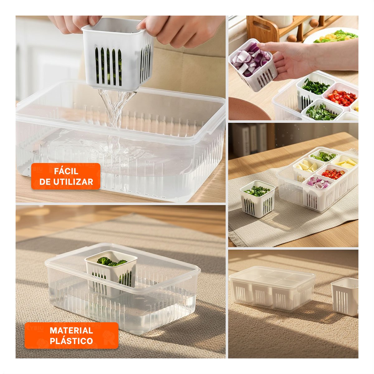 PACK6 ORGANIZADORES ESCURRIDORES PRACTICOS 6 EN 1 BLANCO COCINA Y+PAPEL REGALO - 3
