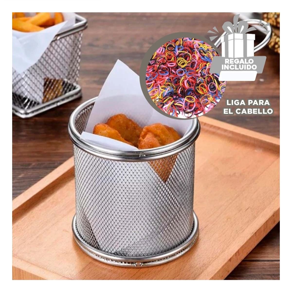 CESTA CIRCULAR RESISTENTE PARA PREPARAR SNACKS FRITOS Y+LIGAS REGALO - 2