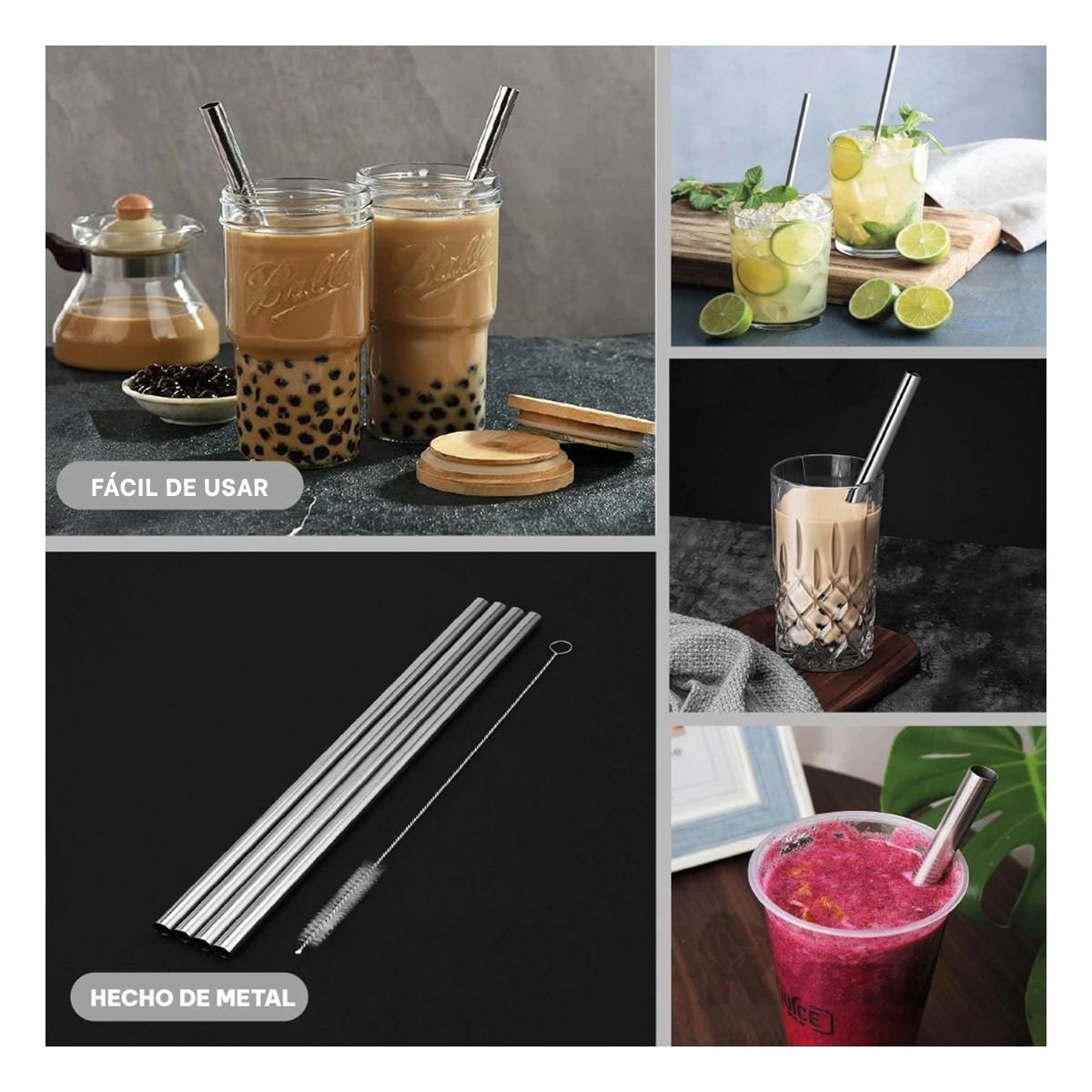 KIT 4 CANITAS DE METAL Y 1 LIMPIA CANITA PLATEADO PARA DECORACION LED BLANCA Y+PAPEL REGALO - 3