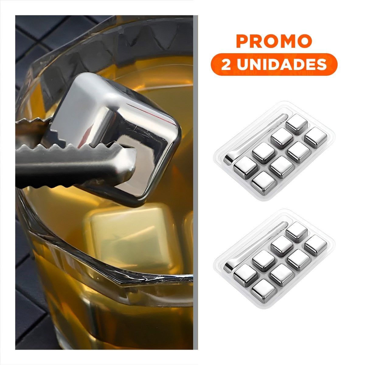 PACK2 ACCESORIO PARA BEBIDAS CON CUBOS DE HIELO DE ACERO REUTILIZABLES Y+REGALO STICKER - 1