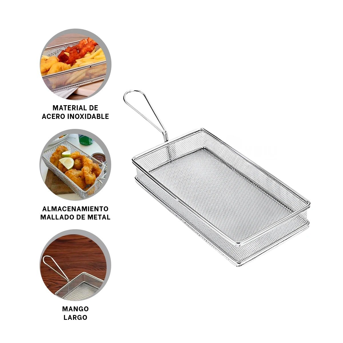 CESTA PARA PAPAS FRITAS PLATEADA 25,5X13X4,5 CM USO DOMESTICO Y+PAPEL REGALO - 5
