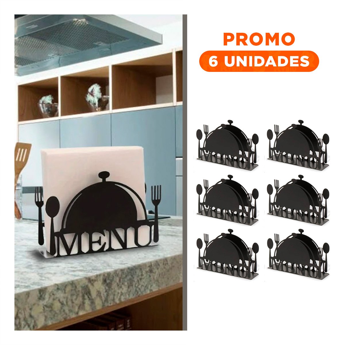 PACK6 CAJA MENU NEGRO PARA SERVILLETAS CON ACCESO FÁCIL Y FUNCIONAL Y+REGALO STICKER - 1