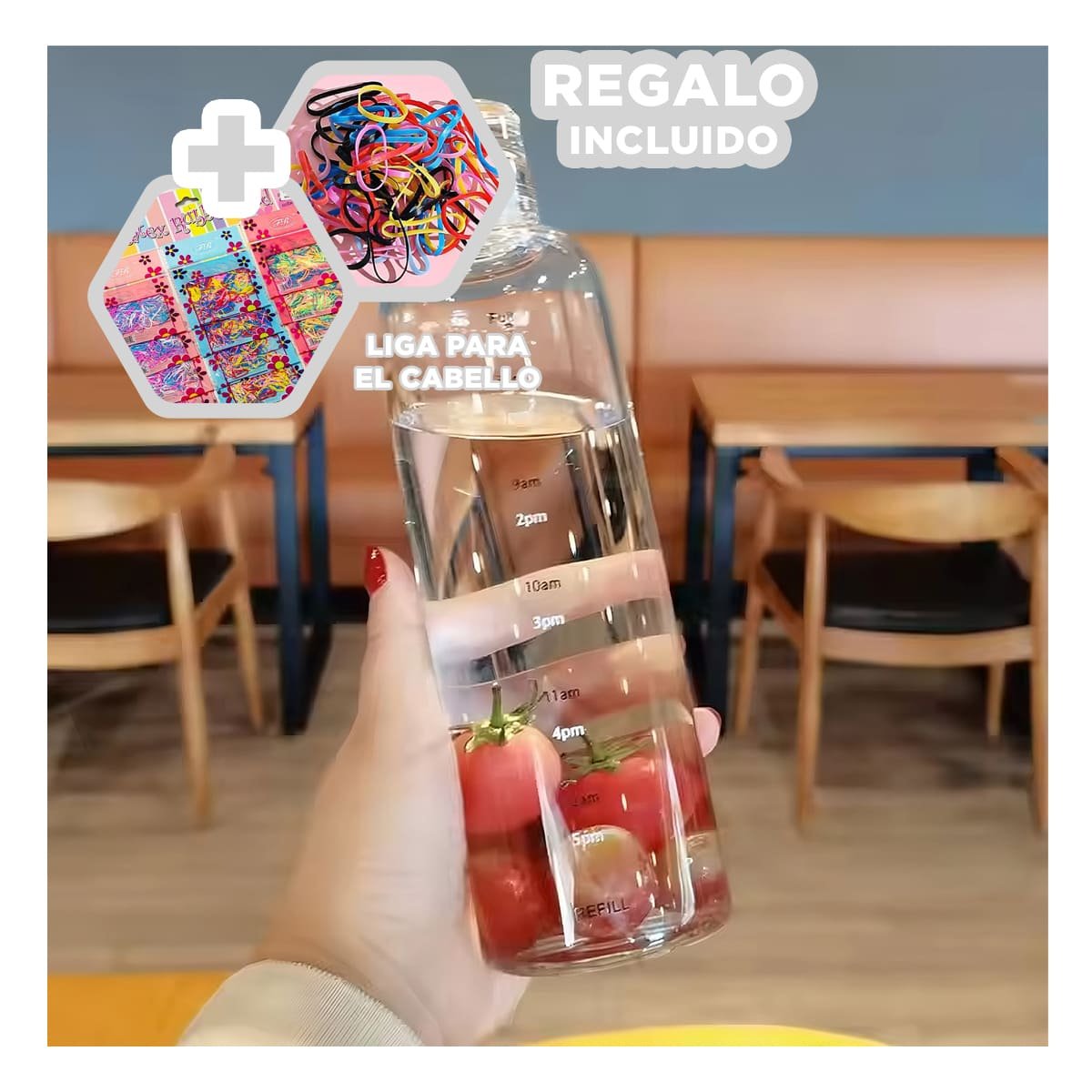 RECIPIENTE PARA AGUA 500 ML TRANSPARENTE PERFECTO PARA CASA Y DEPORTE Y+LIGAS REGALO - 2