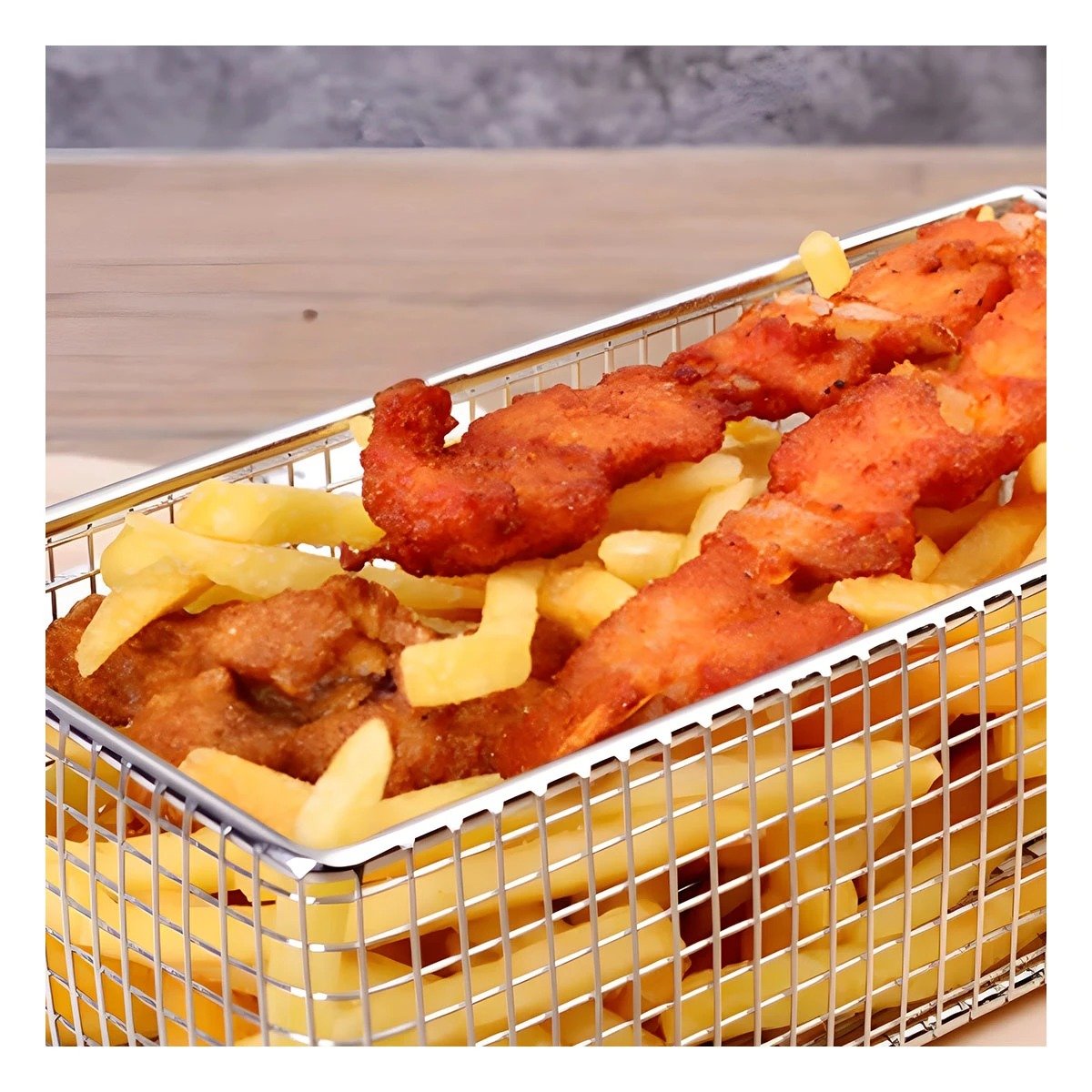 PACK6 CESTILLO PARA PAPAS FRITAS PLATEADO 25,5X13X7 CM SERVICIO DE MESA - 5