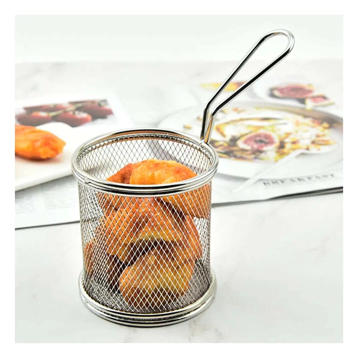 CESTA METALICA CIRCULAR PARA ESCURRIR FRITURAS EN CASA Y+REGALO STICKER - 5