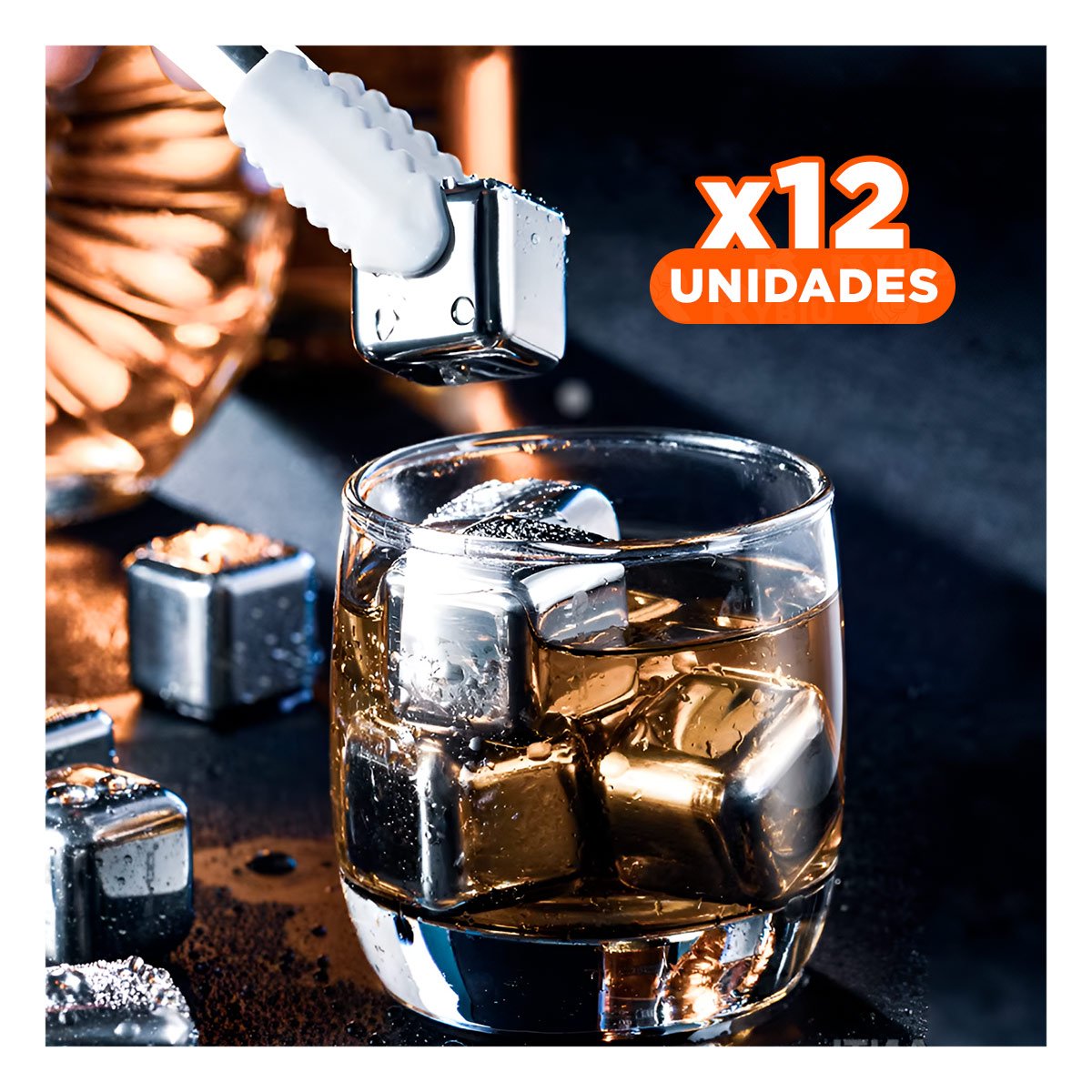 PACK12 ACCESORIOS PARA BEBIDAS FRIAS CON CUBOS DE HIELO REUTILIZABLES Y+PAPEL REGALO - 1