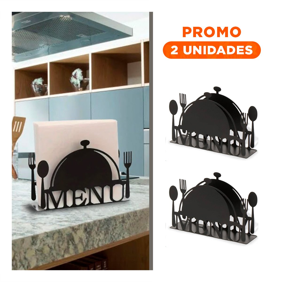 PACK2 DISPENSADOR MENU NEGRO DE MESA PARA SERVILLETAS CON ACCESO FÁCIL Y+REGALO STICKER - 1