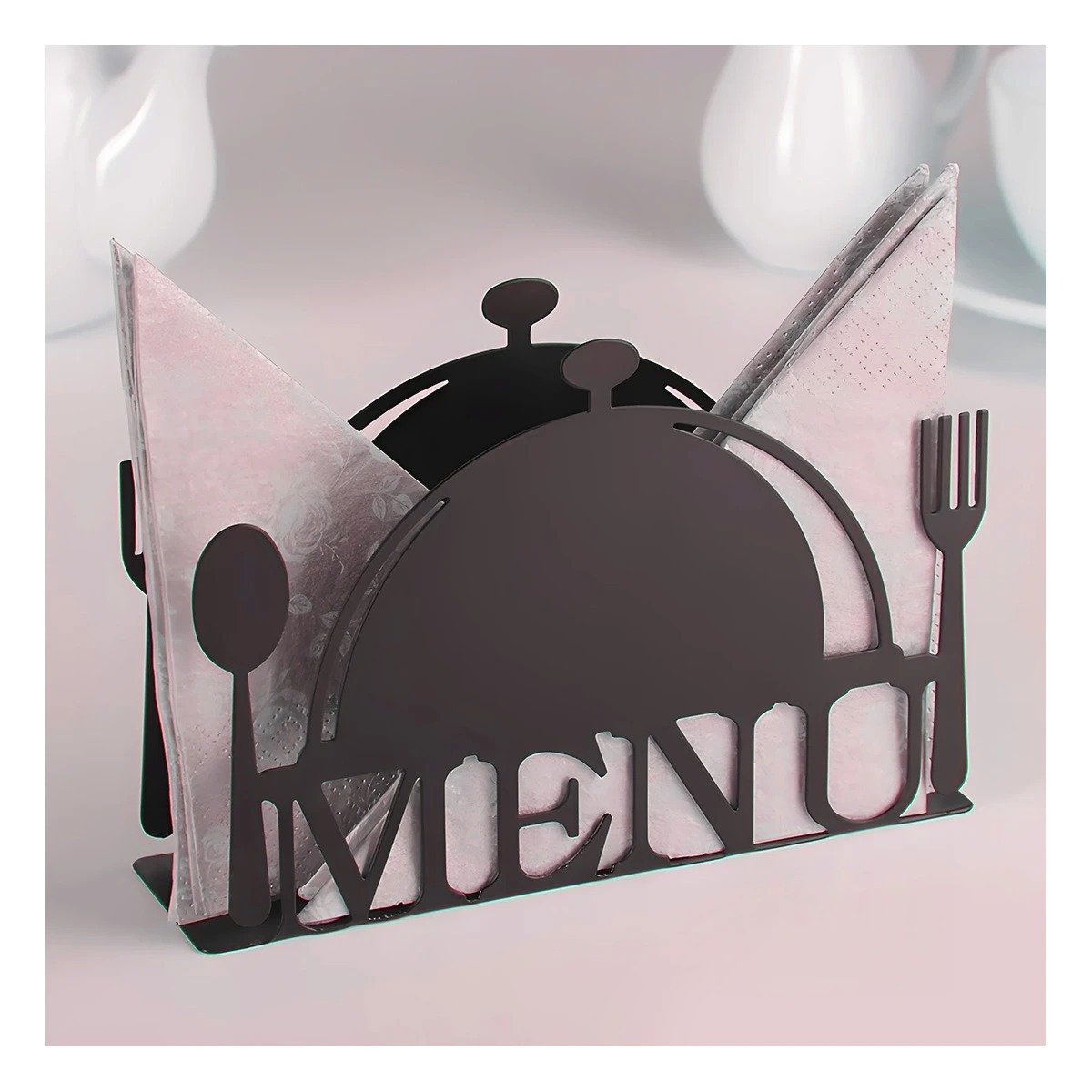 PACK12 PORTASERVILLETAS MENU NEGRO PARA SERVILLETAS SIEMPRE ORGANIZADAS Y+PAPEL REGALO - 2