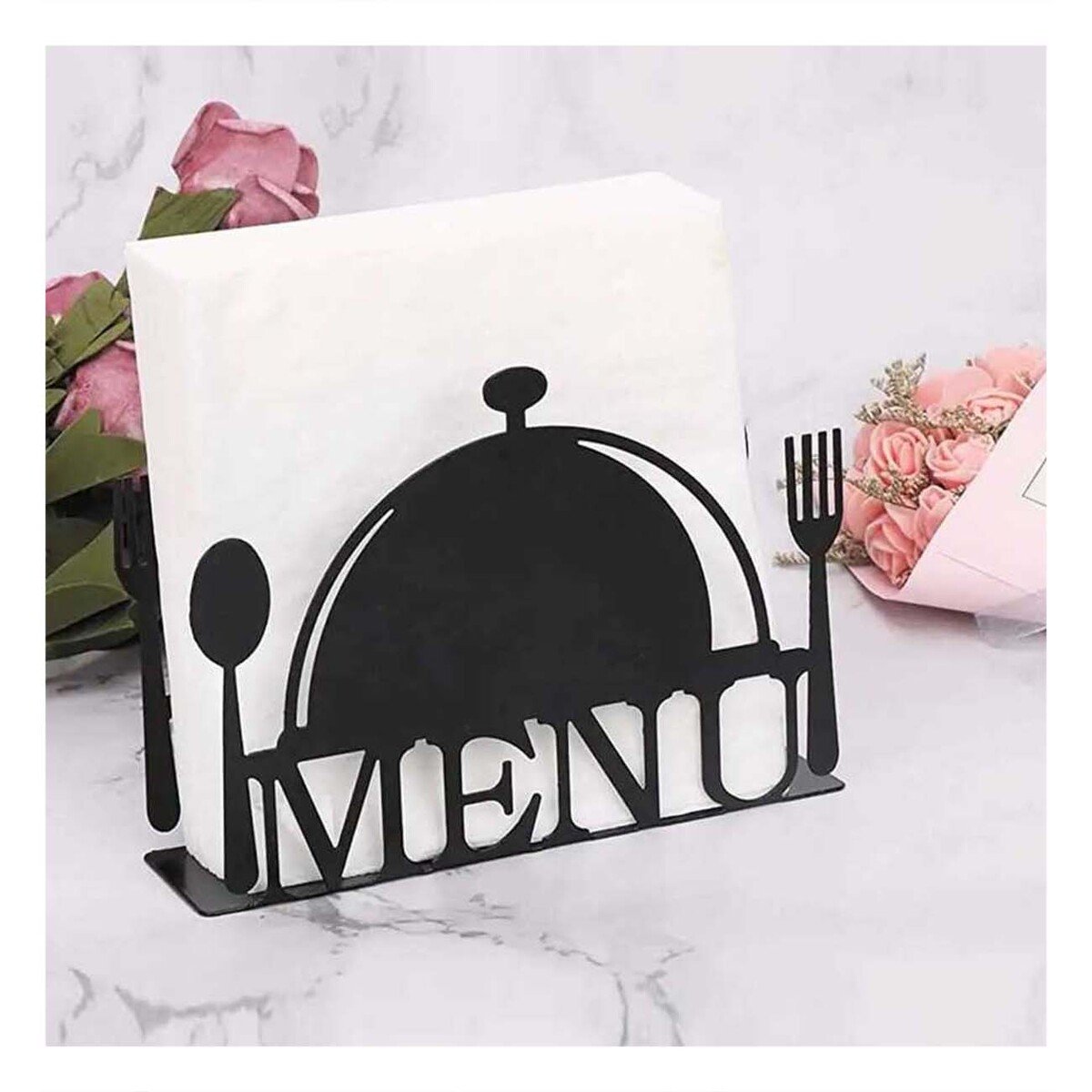 PACK12 PORTASERVILLETAS MENU NEGRO PARA SERVILLETAS SIEMPRE ORGANIZADAS Y+PAPEL REGALO - 3
