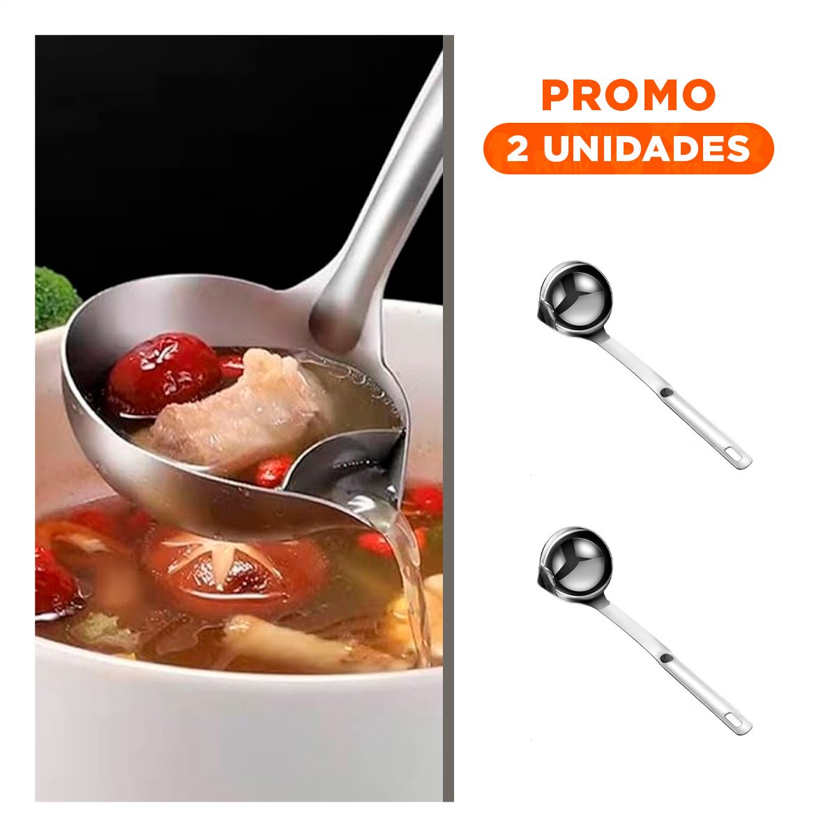 PACK2 PALETA RESISTENTE DE ACERO FILTRA LIQUIDOS PLATEADO SOPAS Y CALDOS Y+REGALO STICKER - 1