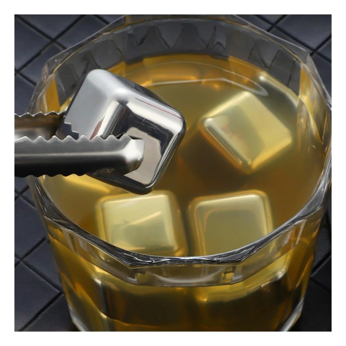 PACK4 COMPLEMENTO PARA BAR EN CASA CON CUBOS DE HIELO DE ACERO PLATEADO - 2