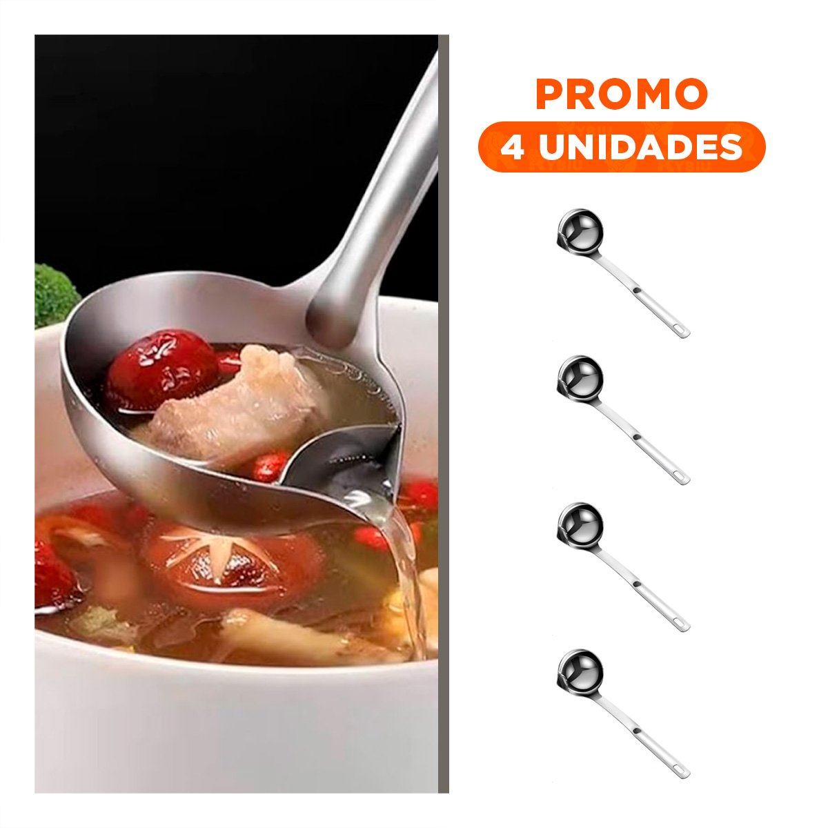 PACK4 PALETA PRACTICA DE ACERO FILTRA LIQUIDOS PLATEADO USO DIARIO HOGAR - 1