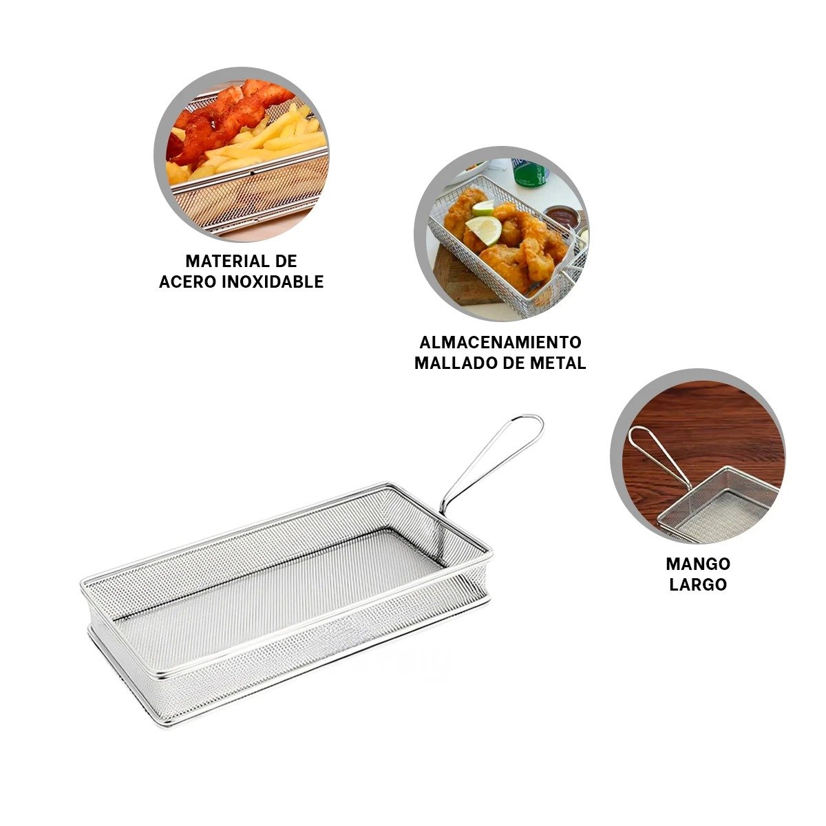 CESTA COMPACTA PARA FRITURAS PLATEADA 25,5X13X4,5 CM PRACTICA Y FUNCIONAL Y+POST IT - 5