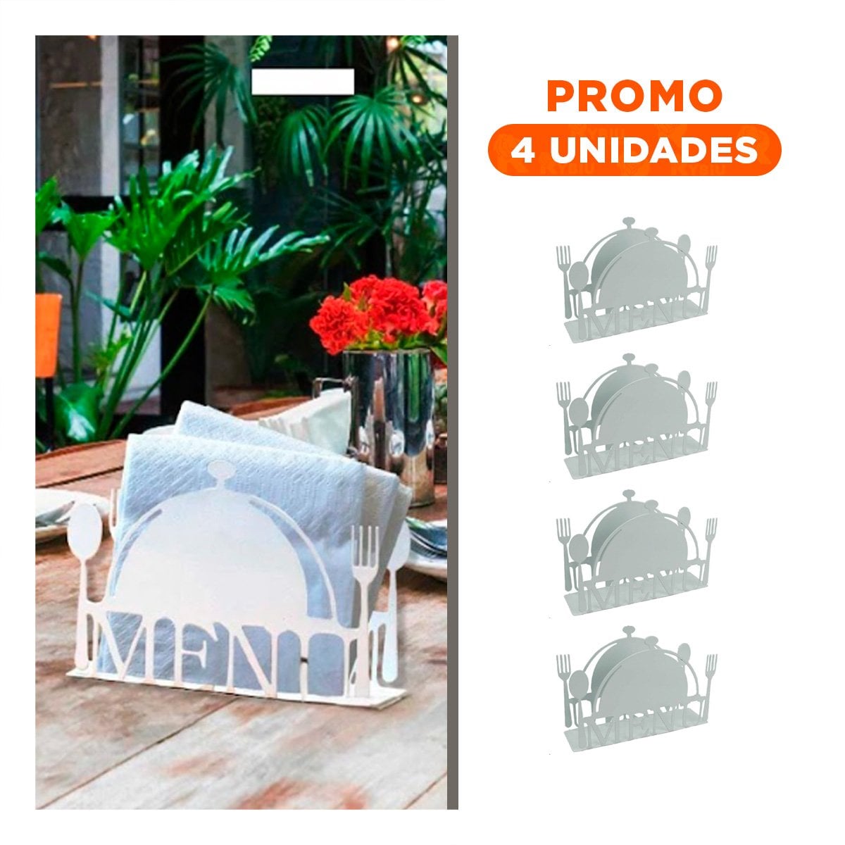 PACK4 ORGANIZADOR MENU BLANCO PARA SERVILLETAS CON ESTILO MODERNO Y SOFISTICADO - 1