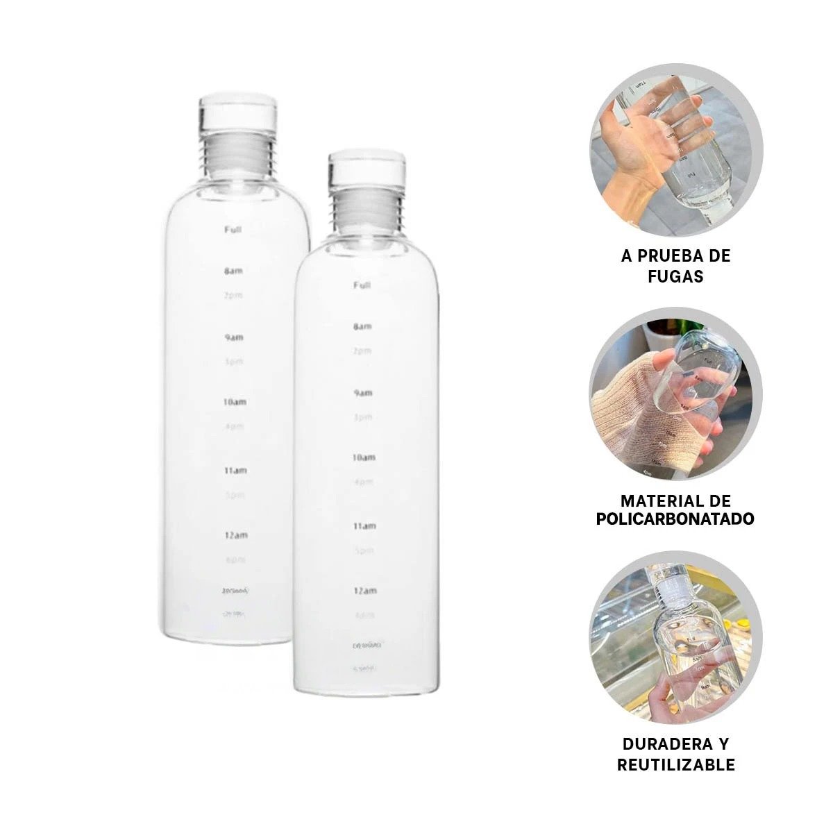 CONTENEDOR PARA AGUA 500 ML TRANSPARENTE FACIL DE TRANSPORTAR Y LIMPIAR Y+PAPEL REGALO - 5