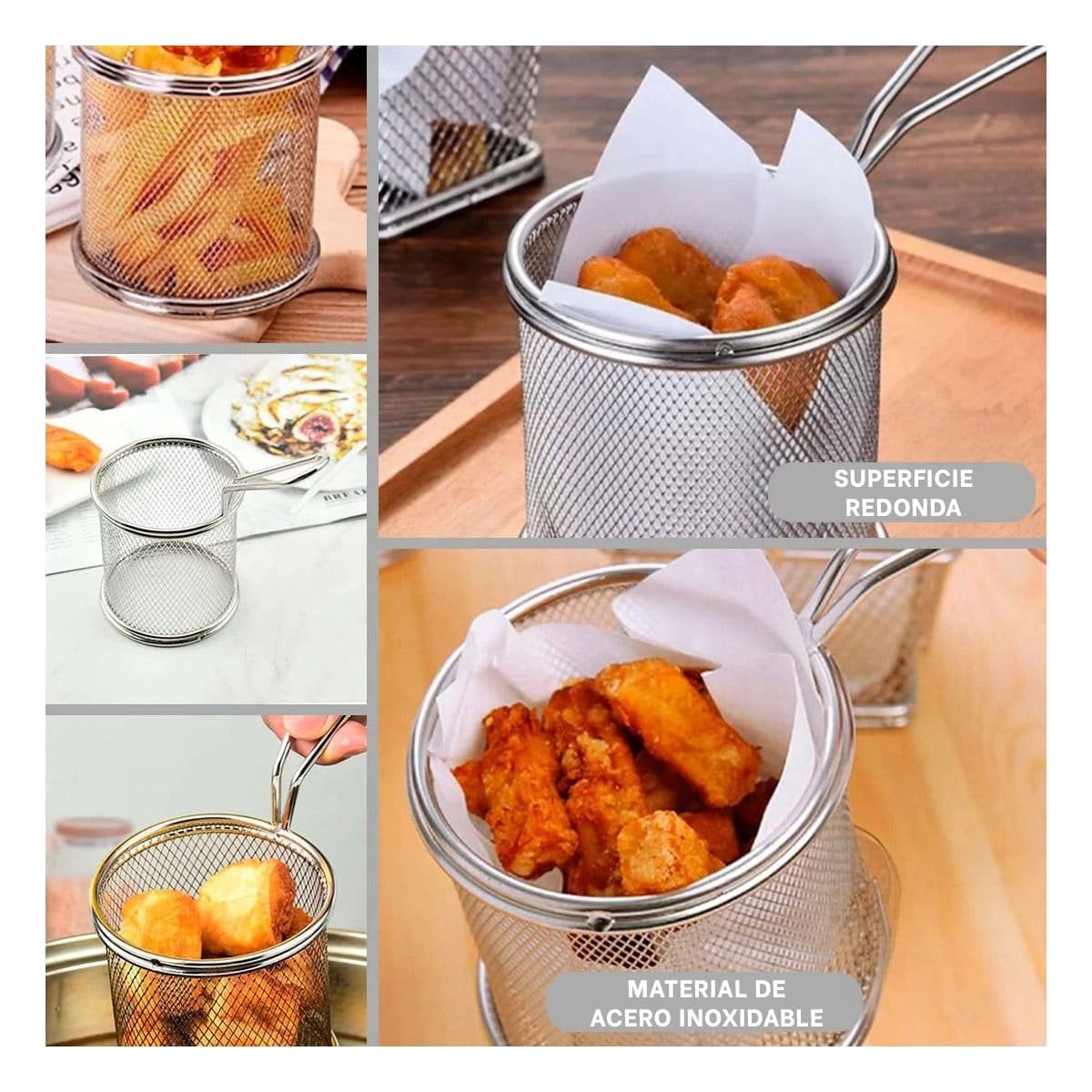 PACK2 CANASTILLA DE COCINA CIRCULAR PARA ESCURRIR ALIMENTOS FRITOS Y+PAPEL REGALO - 3