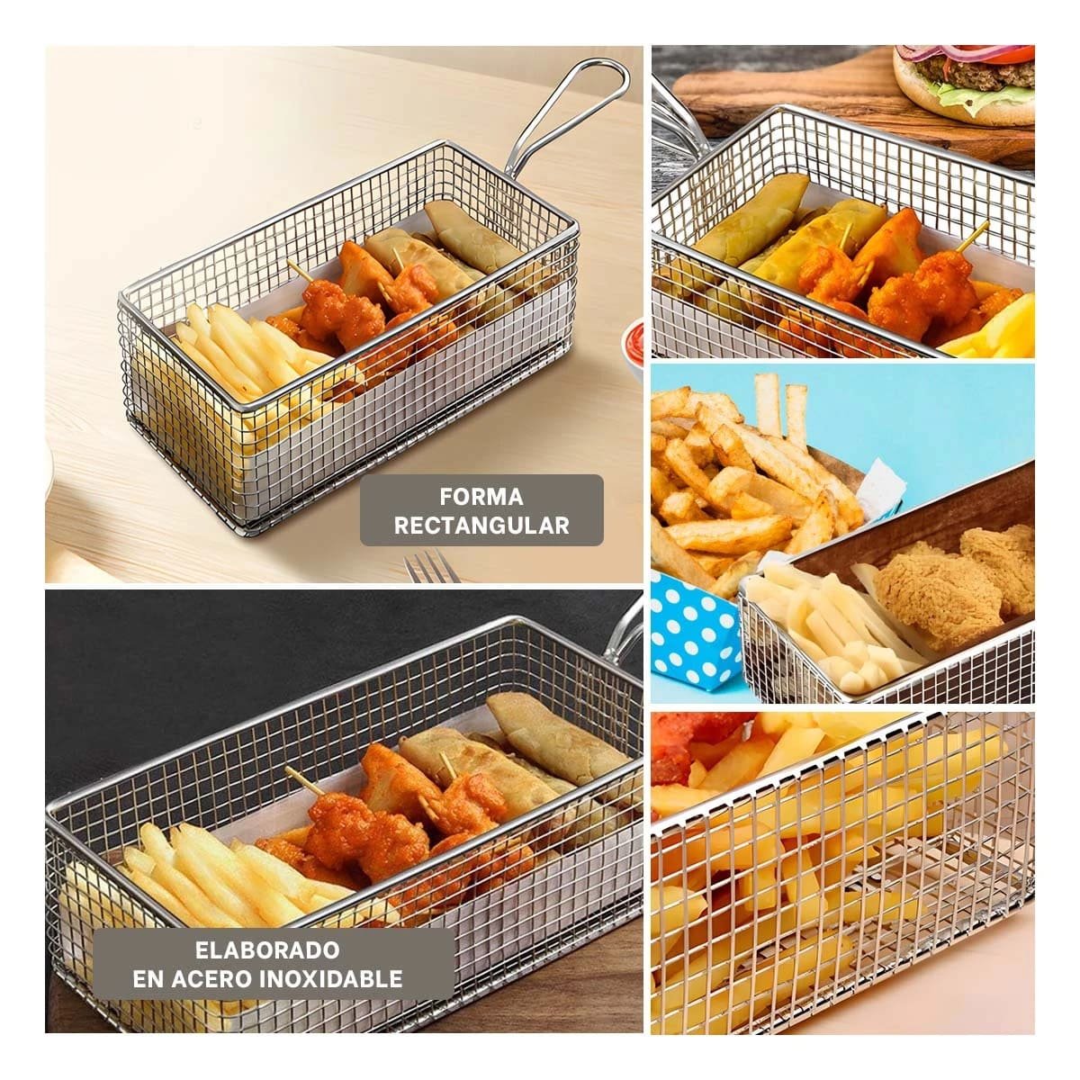 PACK6 CESTILLO COMPACTO PARA SNACKS FRITOS PLATEADO 25,5X13X7 CM HOGAR Y+PAPEL REGALO - 3