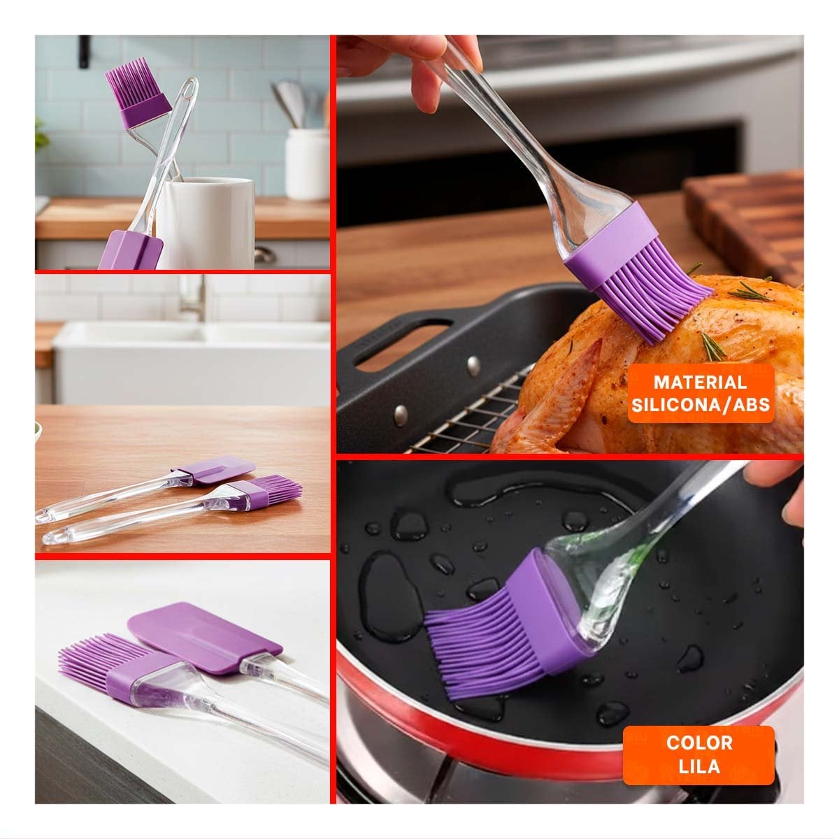 ACCESORIO Y BROCHA DE SILICONA LILA PARA COCINA HOGAR REPOSTERIA YPOST IT - 2