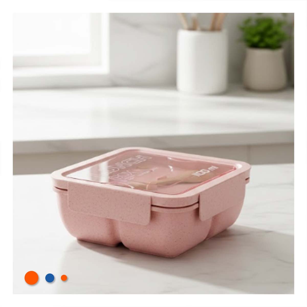 ENVASE CUADRADO CON CUBIERTOS 1100ML ROSADO PARA LUNCH Y GUARDAR COMIDA FACIL YLIGAS REGALO - 3