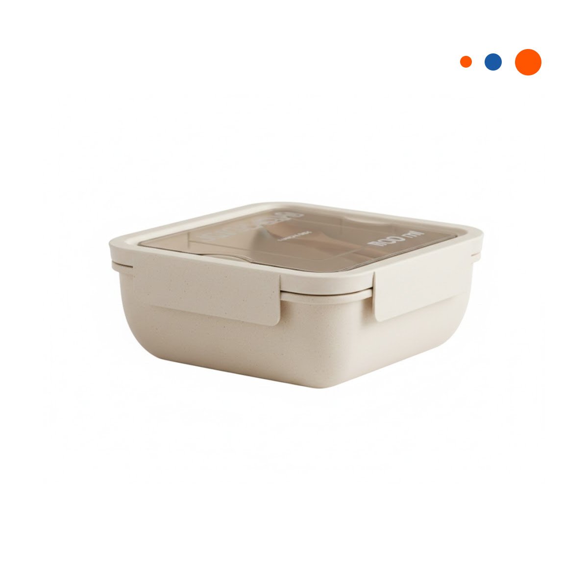 PACK2 RECIPIENTE PRACTICO CON CUBIERTOS 1100ML BEIGE PARA LUNCH Y ALMUERZO YREGALO STICKER - 2