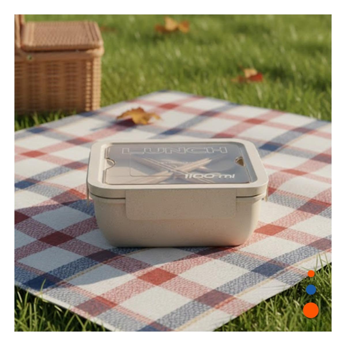 PACK12 ENVASE PRACTICO CON CUBIERTOS 1100ML BEIGE PARA LUNCH Y ALMUERZO YREGALO STICKER - 5