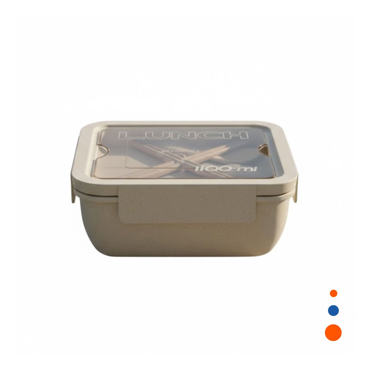 PACK4 CAJA MULTIPROPOSITO CON CUBIERTOS 1100ML BEIGE PARA LUNCH Y TRANSPORTE YPAPEL REGALO - 3