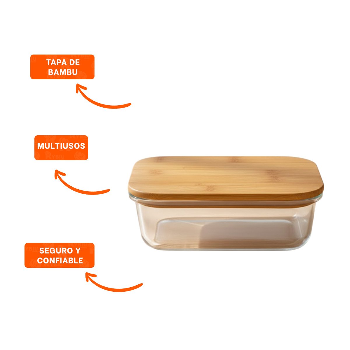 CAJA DE VIDRIO 640ML RECTANGULAR TRANSPARENTE CON TAPA DE BAMBU YPOST IT - 5