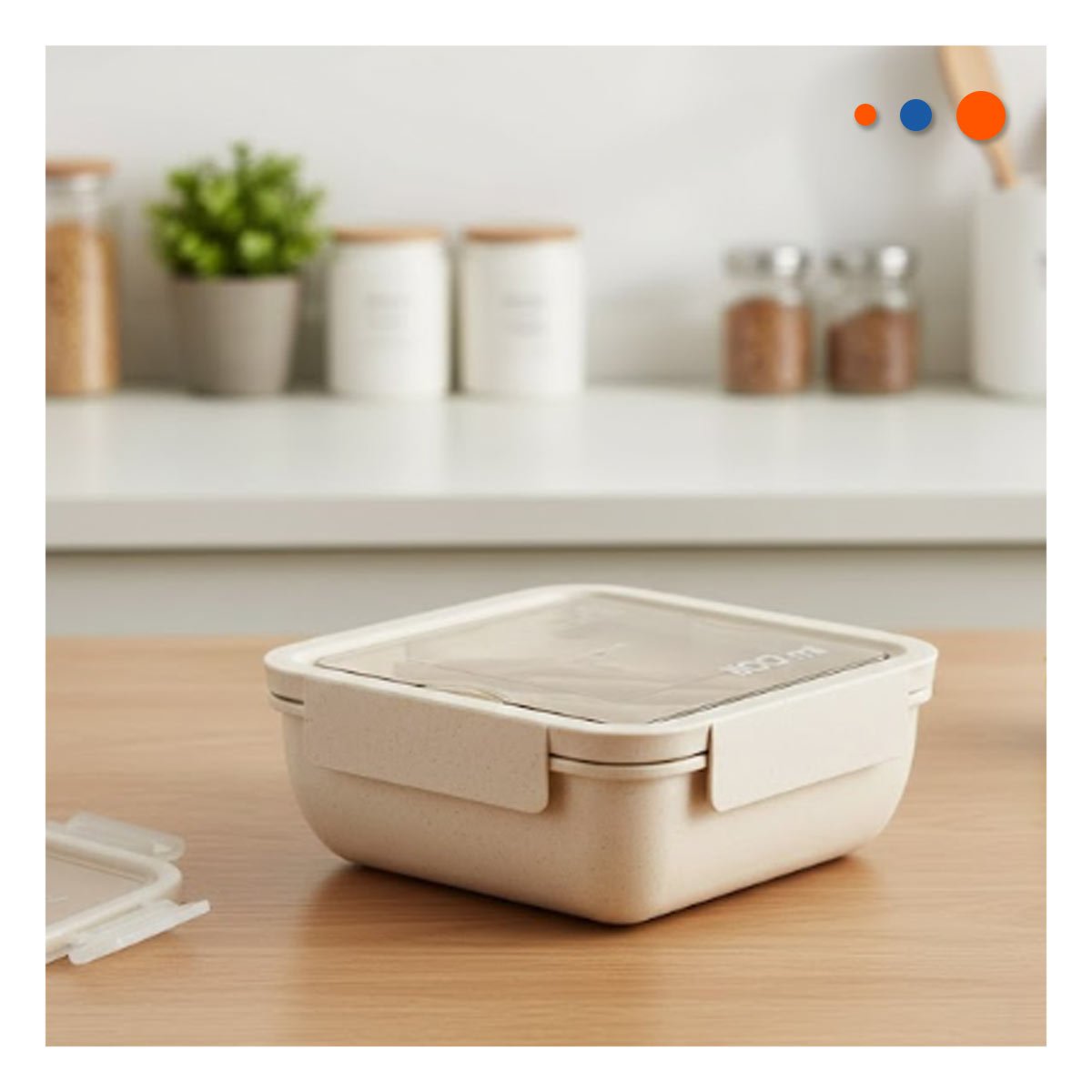 PACK12 TAPER DURABLE CON CUBIERTOS 1100ML BEIGE PARA LUNCH Y COMIDA DE OFICINA YPAPEL REGALO - 2