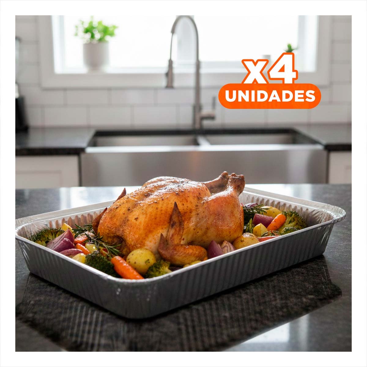PACK4 BANDEJA PLATEADA DESCARTABLE 55X35CM PARA PRESENTACION DE ALIMENTOS YREGALO STICKER - 1