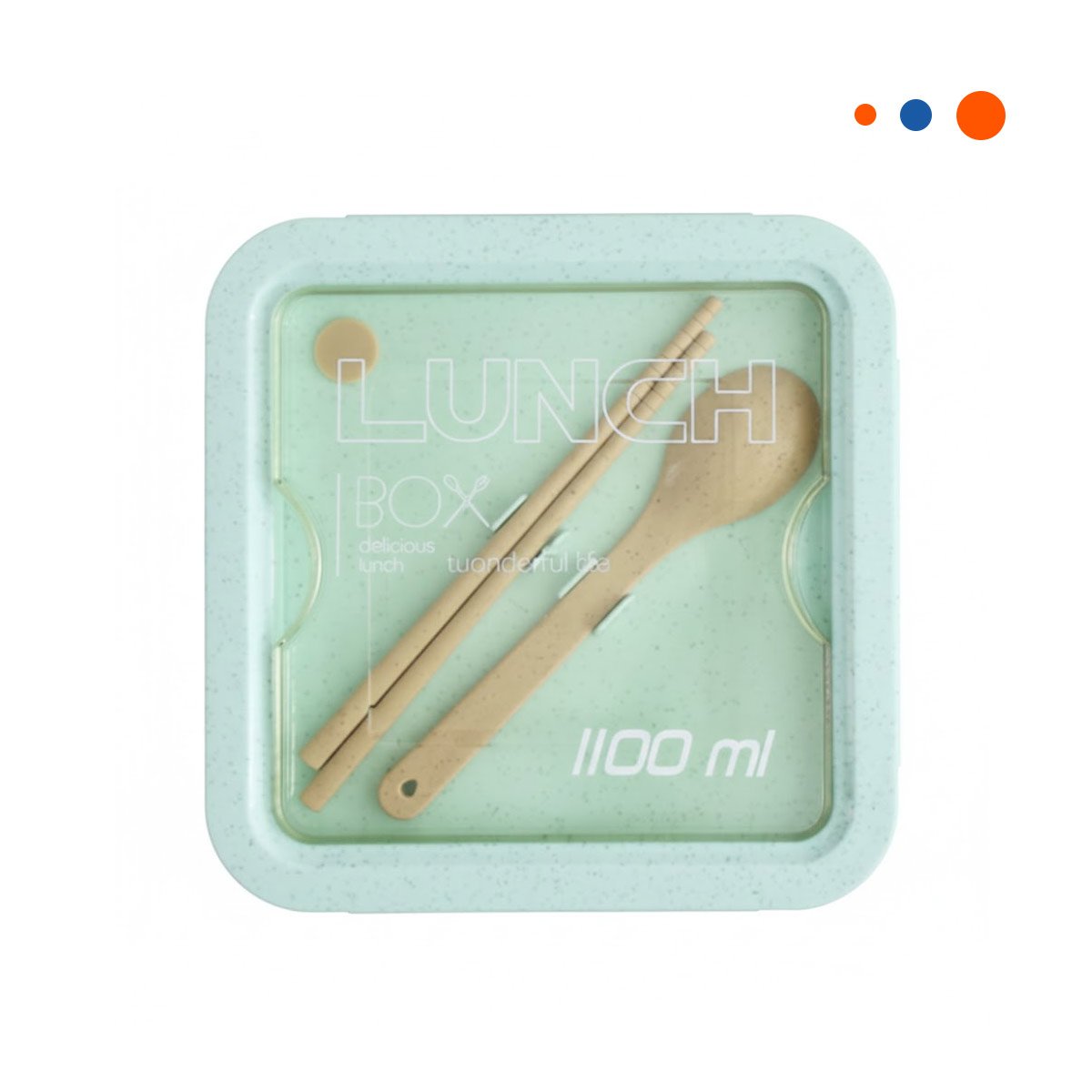 PACK2 LUNCHERA CUADRADA CON CUBIERTOS 1100ML VERDE AGUA PARA LUNCH Y HOGAR YREGALO STICKER - 2