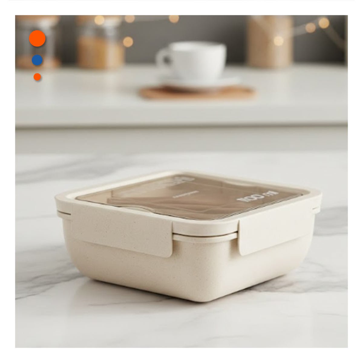 PACK12 CAJA RESISTENTE CON CUBIERTOS 1100ML BEIGE PARA LUNCH Y TRANSPORTE DIARIO - 5
