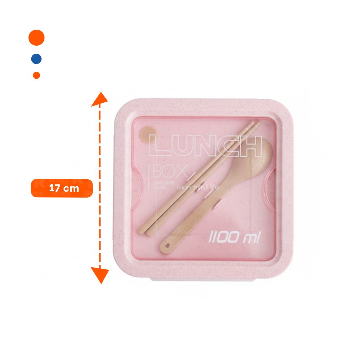 TAPER CUADRADO CON CUBIERTOS 1100ML ROSADO PARA LUNCH Y COMIDA FRESCA - 4