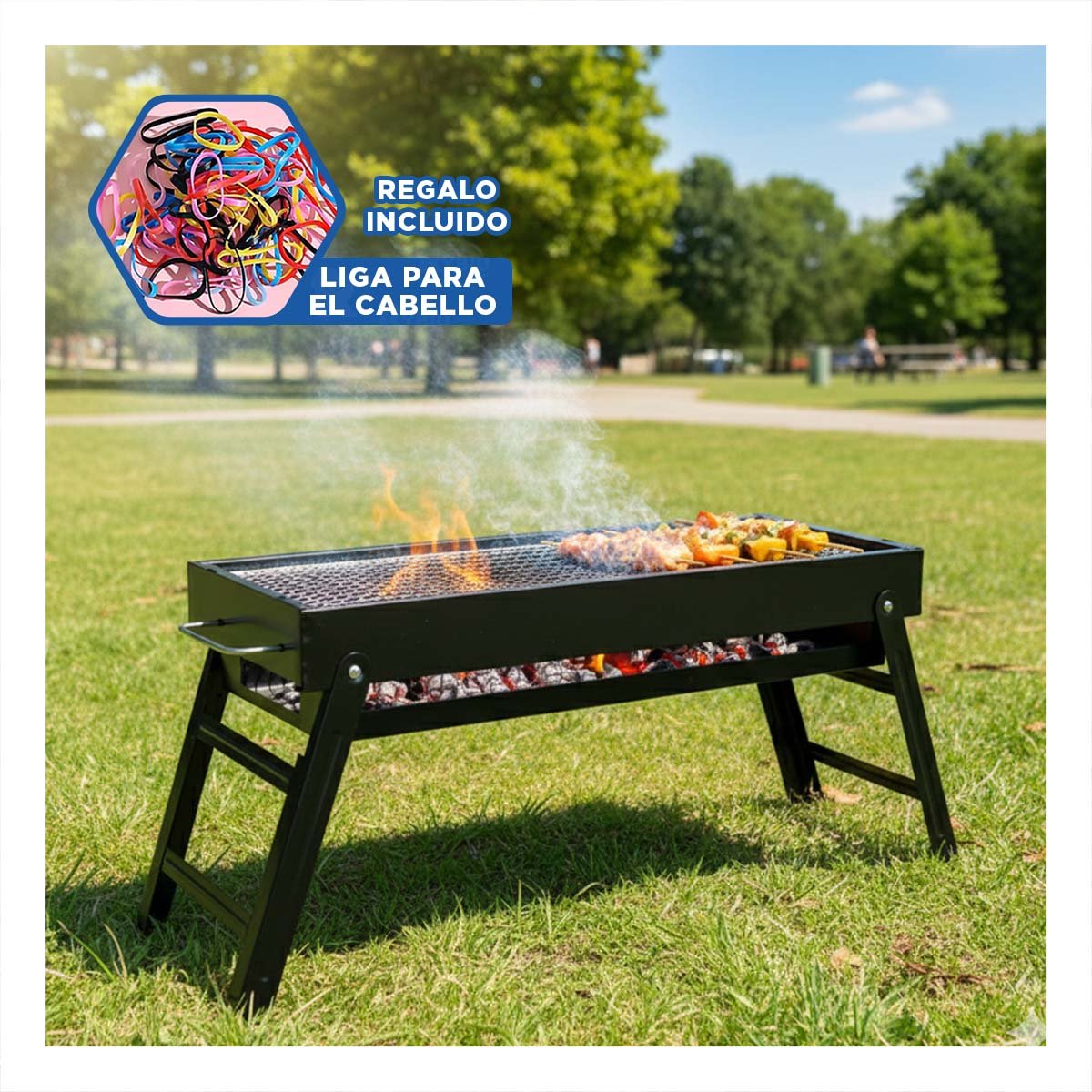 ASADOR PORTATIL 60X22X31 5 CM EN COLOR NEGRO PARA HOGAR TERRAZA Y REUNIONES YLIGAS REGALO - 2