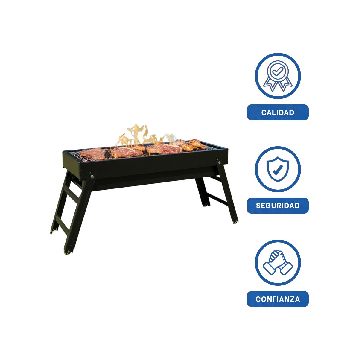 ASADOR PORTATIL 60X22X31 5 CM EN COLOR NEGRO PARA HOGAR TERRAZA Y REUNIONES YLIGAS REGALO - 5