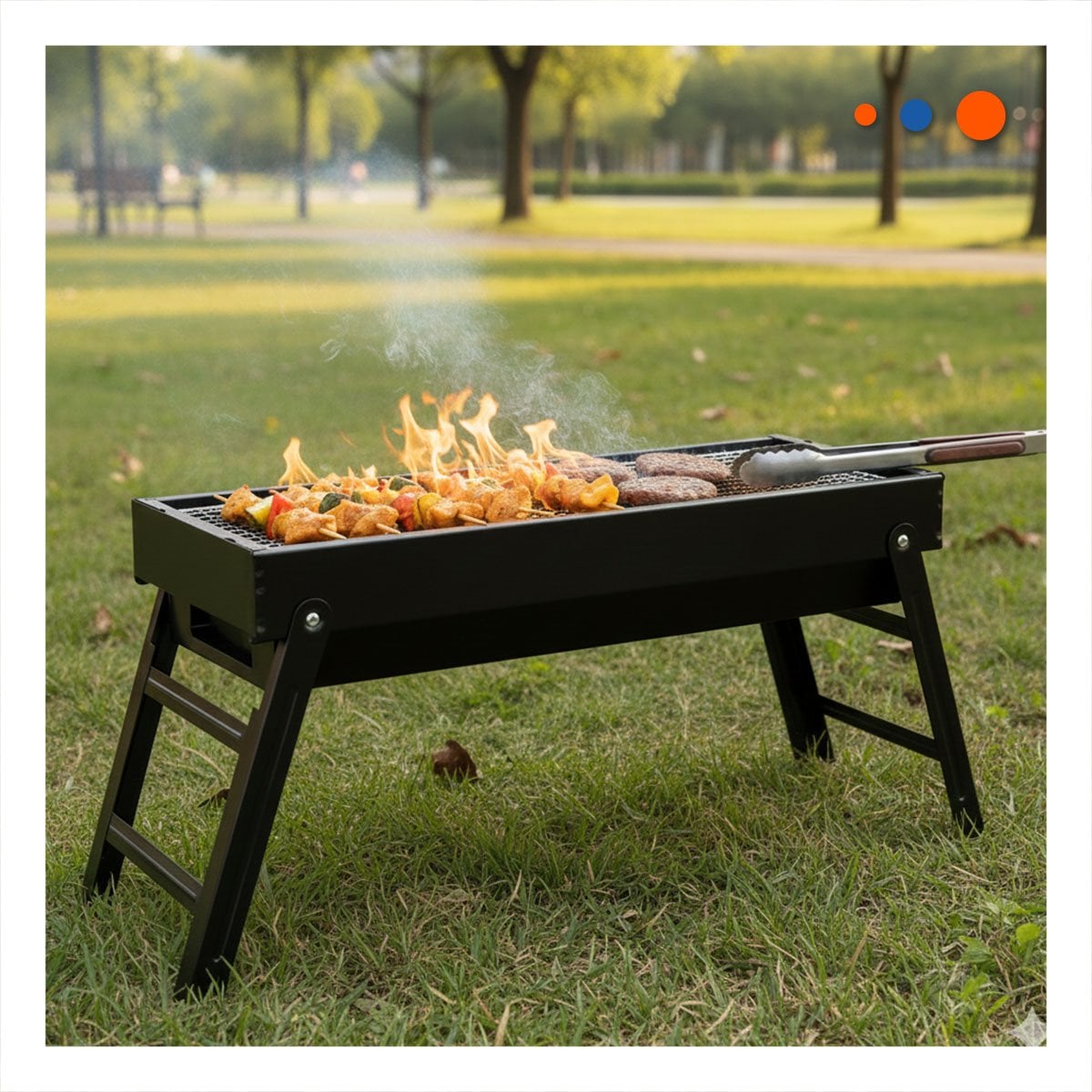 ASADOR PORTATIL 60X22X31 5 CM EN NEGRO PARA COCINA Y TERRAZA MODERNA YPAPEL REGALO - 1