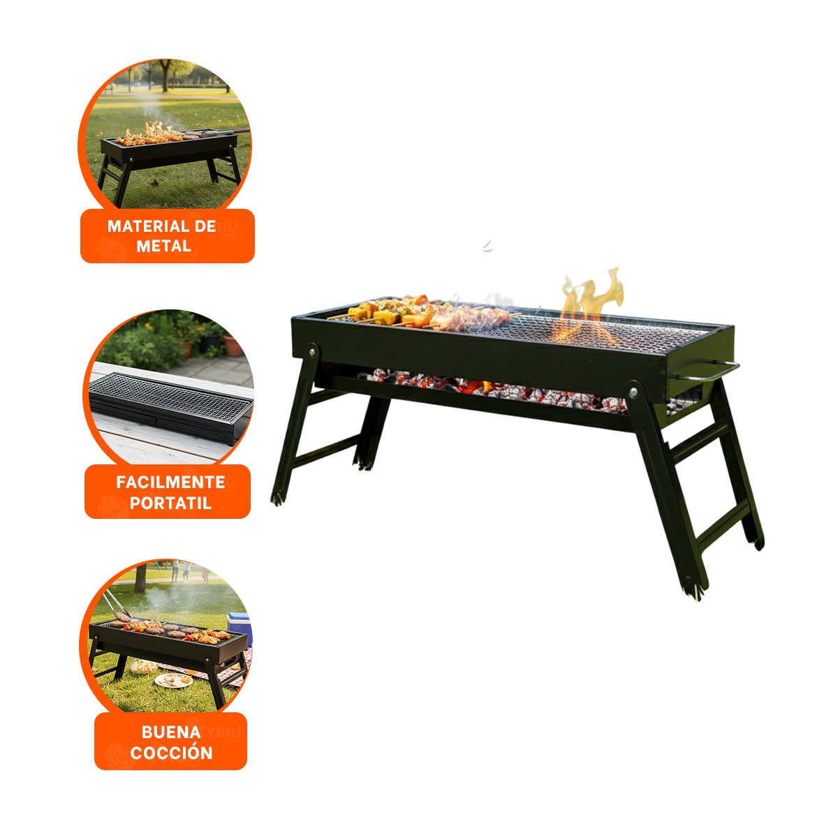 ASADOR PORTATIL 60X22X31 5 CM EN NEGRO PARA COCINA Y TERRAZA MODERNA YPAPEL REGALO - 5