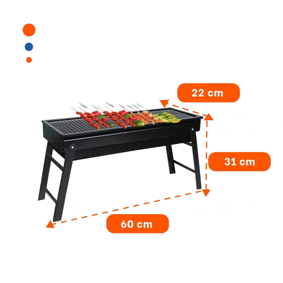 ASADOR PORTATIL 60X22X31 5 CM NEGRO PRACTICO PARA PATIO Y BALCON YPOST IT - 4