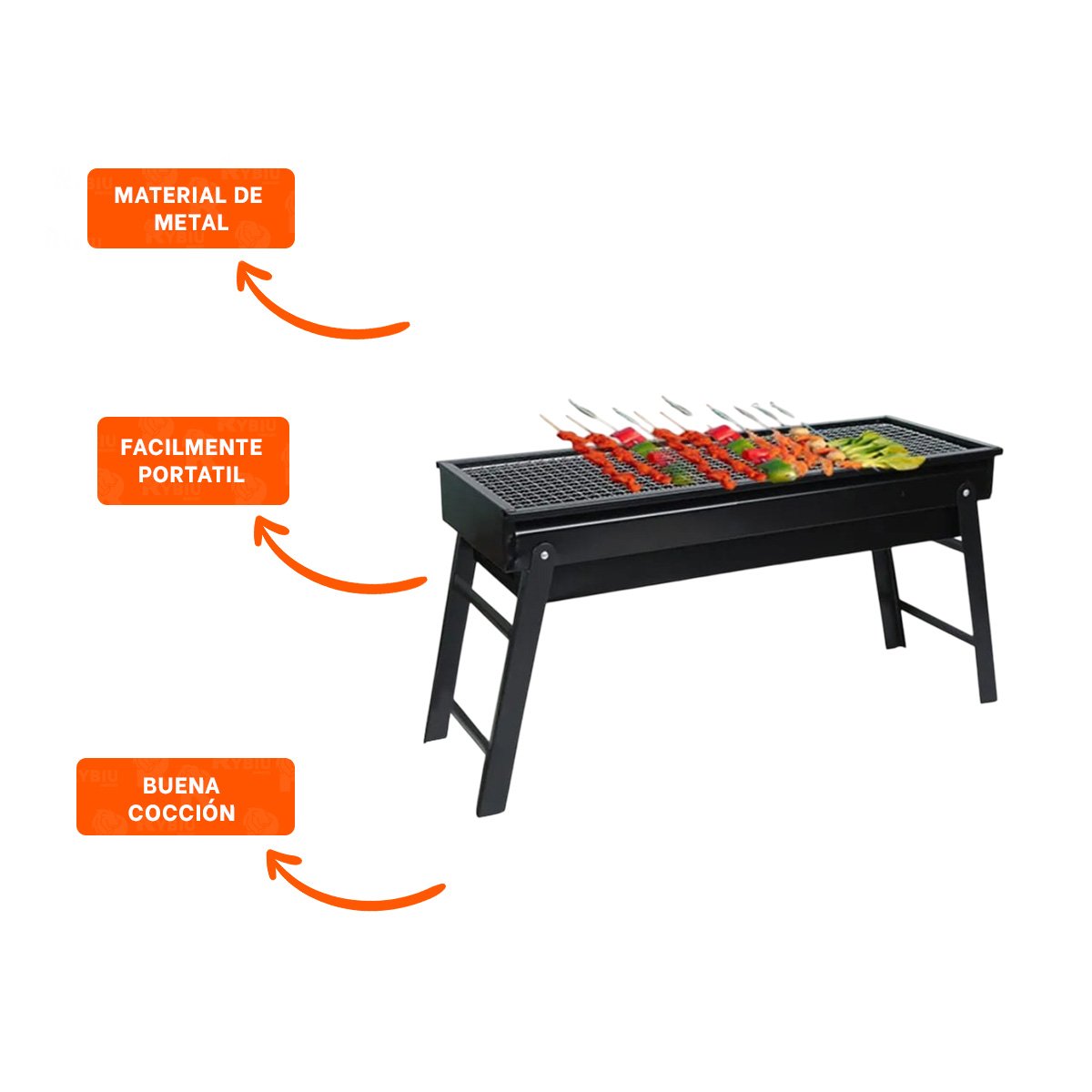 ASADOR PORTATIL 60X22X31 5 CM NEGRO PRACTICO PARA PATIO Y BALCON YPOST IT - 5