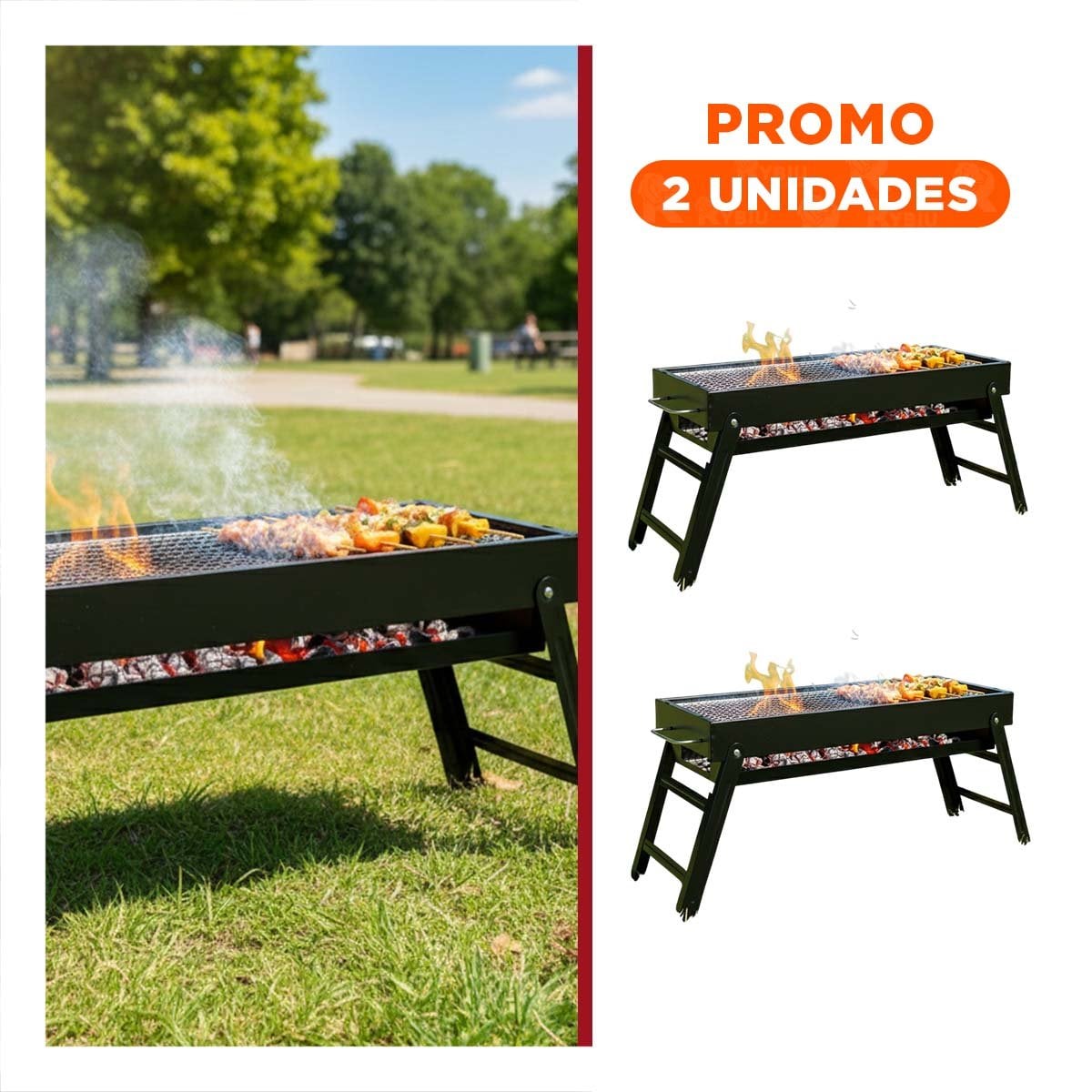 PACK2 BARBACOA PORTATIL 60X22X31 5 CM NEGRO MODERNO PARA REUNIONES EN CASA YREGALO STICKER - 1
