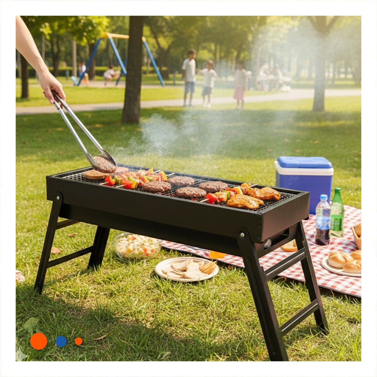 PACK2 BARBACOA PORTATIL 60X22X31 5 CM NEGRO MODERNO PARA REUNIONES EN CASA YREGALO STICKER - 3
