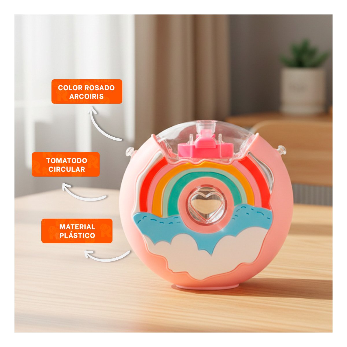 DISPOSITIVO CIRCULAR DONA 14X5CM ROSADO ARCOIRIS PARA AGUA Y JUGOS NATURALES YPOST IT - 5