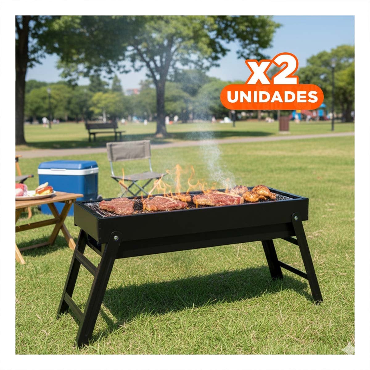PACK2 BARBACOA PORTATIL 60X22X31 5 CM NEGRO RESISTENTE PARA HOGAR Y JARDIN - 1