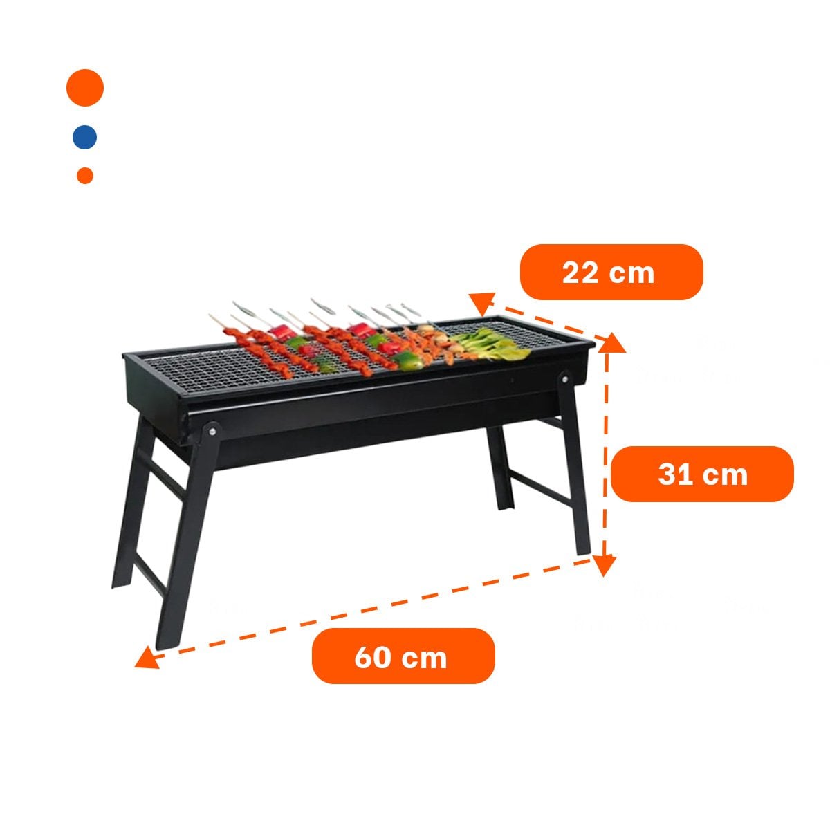 ASADOR PORTATIL 60X22X31 5 CM NEGRO COMPACTO PARA CASA Y CAMPING YREGALO STICKER - 4
