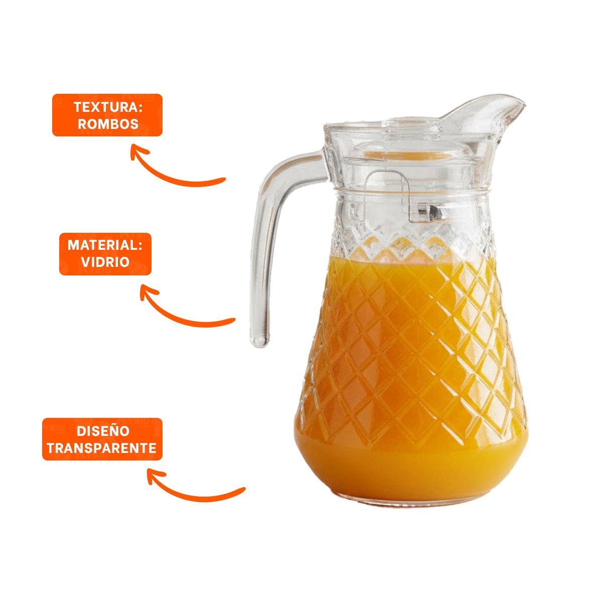 JARRA DE COCINA EN VIDRIO TRANSPARENTE CON TAPA 1400 ML YPOST IT - 5